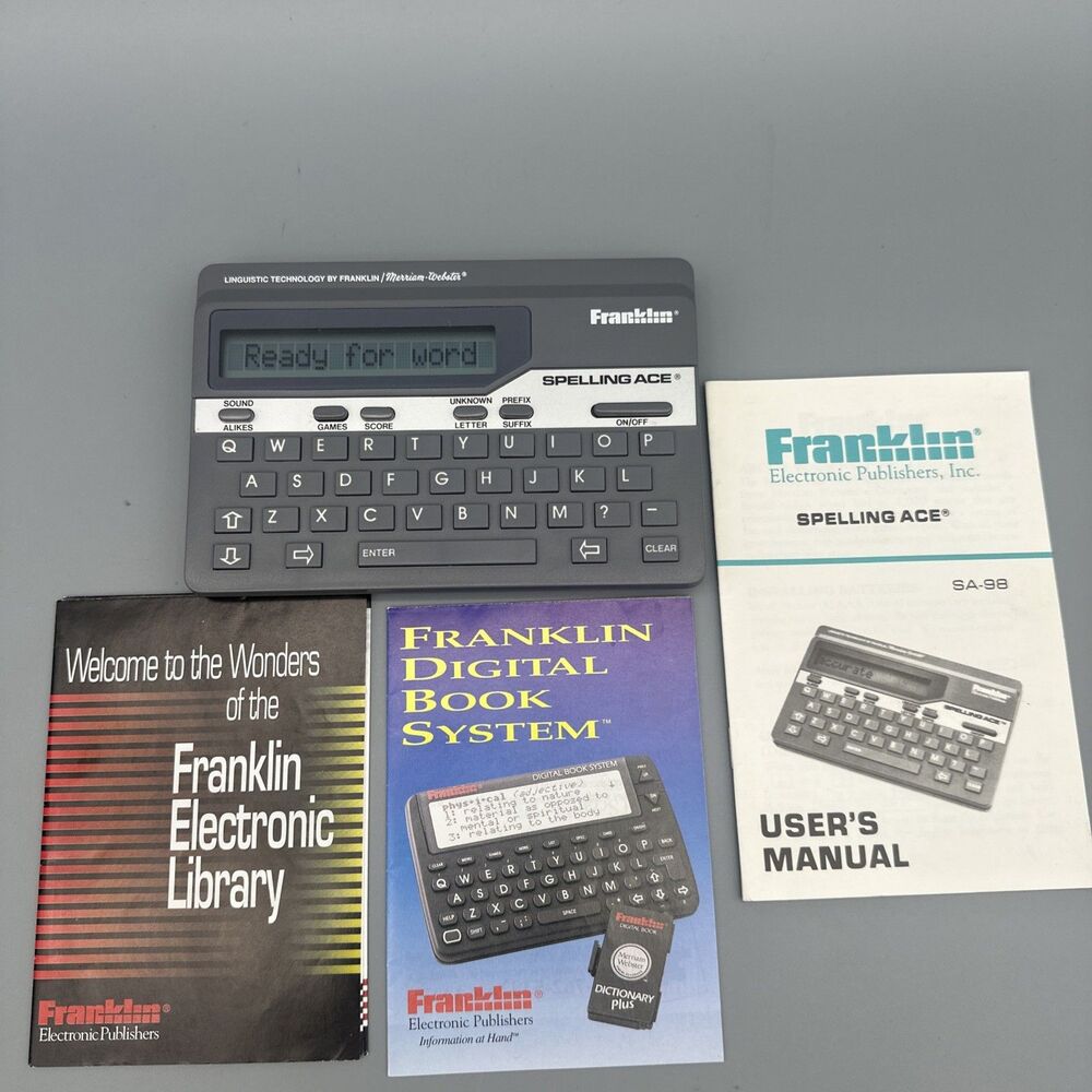 1986 Franklin Spelling Ace Merriam Webster SA-98 Portable English Spell Checker